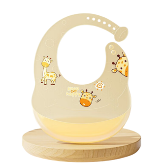 英氏（YEEHOO）  硅胶围兜 围嘴儿童食饭兜防脏围兜 卡通围兜（黄色）