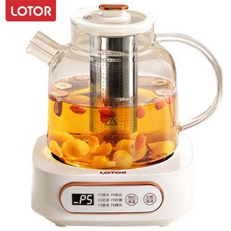 LOTOR  养生壶  【全玻璃壶身带滤筒】1L迷你煮茶器烧水花茶恒温一体电热水壶办公室全玻璃炖煮茶炉煎中药小型养生杯 D8