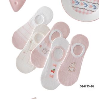 Caramella  卡通可爱女袜子纯棉船袜夏季薄款潮防滑不掉跟隐形袜514735-16
