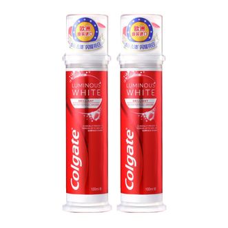 高露洁/Colgate  耀白去渍牙膏  闪耀亮白清新口气牙膏  直立按压式泵式  100ml*2瓶