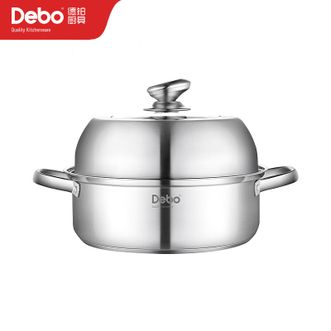 Debo  德铂不锈钢蒸锅家用复底蒸锅多用汤蒸锅汤锅带蒸片 克米特 26cm