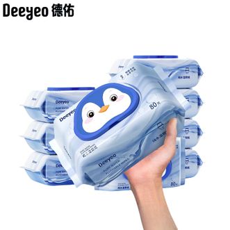 德佑/Deeyeo  纯水湿厕纸80抽*6包家庭装 擦屁屁清洁纸巾湿巾婴童适用抽纸