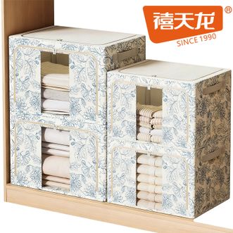 禧天龙  高颜值布艺折叠收纳箱衣柜分类收纳被子整理箱家用可视窗布艺收纳箱衣柜收纳66L 花影 50*40*33cm 66L2个装