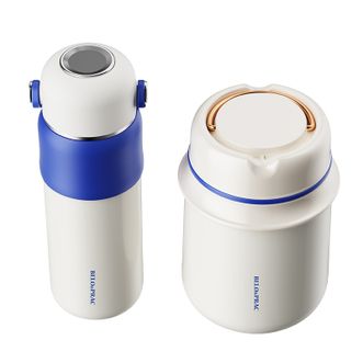贝洛可  克莱因蓝-真空保温两件套316不锈钢家用保温水杯500ml 焖烧杯600ml BK150