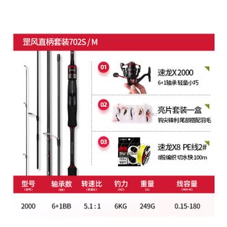 光威罡风M调碳素路亚竿套装直枪柄fuji导环快调鲈鱼翘嘴鳜鱼罡风直柄M+纺车轮+鱼线+路亚饵套装
