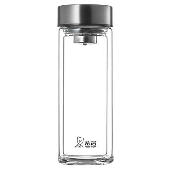 希诺  双层玻璃杯360ml礼盒装 办公泡茶杯子车载过滤水杯 XN-6595