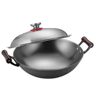 欧美达（OMUDA）  炒锅家用不粘锅无涂层炒菜锅铸铁锅煤气灶专用传统老式铁锅40cm LTC40