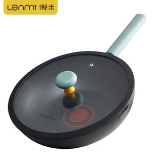 懒米  北欧轻食炒锅28cm钛晶不沾轻食北欧不粘锅家用炒锅不沾平底炒菜锅