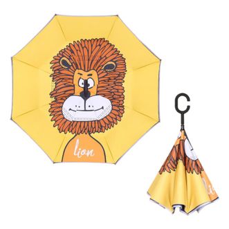 美度MAYDU   创意儿童卡通反向伞加固防风晴雨伞遮阳直杆太阳伞学生伞【狮子】