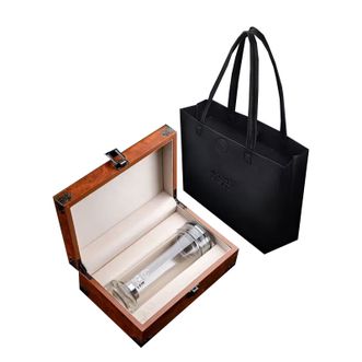 水宜生  纯钛双层玻璃杯水杯男士银离子高档商务茶杯车载耐高温泡茶杯 330ml