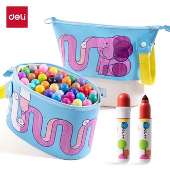 得力/deli  步乐三十六色小胖丁布袋装儿童启蒙易洗水彩笔  HM518-36