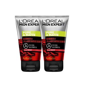 欧莱雅（LOREAL）  男士火山岩控油清痘洁面100ml*2（新老包装随机发货）
