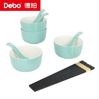 Debo  德铂简约陶瓷厨房餐具碗筷勺子套装12件套 洛马奥亚