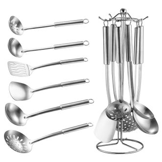 美厨(MAXCOOK)不锈钢厨具七件套日常家用汤勺铲收纳架组合装MC-LP607