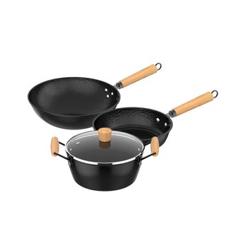 爱仕达/ASD  甄铁无涂层三件套PF03B1TG（32cm炒锅+22cm煎锅+22cm汤锅）