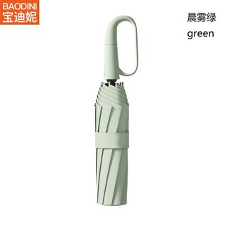 宝迪妮（Baodini）  全自动环扣晴雨伞 加大加厚加固折叠雨伞 结实抗风商务伞 便携折叠双人户外防晒防紫外线太阳伞（晨雾绿）