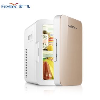 新飞/Frestec  冷热双能型家用寝室宿舍化妆品迷你冷藏箱小冰箱母乳冰箱桌面冷藏保温箱冷暖箱 ATP8L-土豪金款 玻璃门（车家两用）