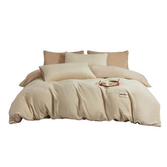 無印良品  水洗牛奶绒四件套--麦卡