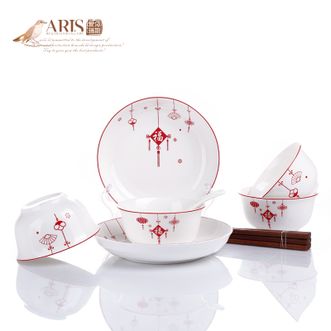 爱依瑞斯.ARIS  福星高照12头陶瓷餐具AS-D1211H 含饭碗盘子筷子汤勺