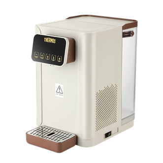 膳魔师（THERMOS）  即热式家用速热饮水机办公室小型台式智能饮水器4L大容量5档出水控温童锁功能自动断电EHA-1141E 米白色 4L 白色