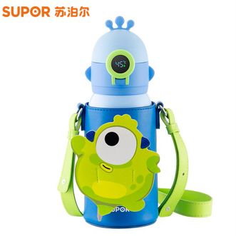 苏泊尔（SUPOR）  抗菌智能儿童保温壶600mL大容量抗菌不锈钢保温杯带吸管杯套儿童宝宝便携保温水杯(闪亮登场)
