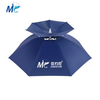 佳钓尼  头戴式钓鱼伞帽 小雨伞  1.09米 【双折】双层加厚黑胶伞帽