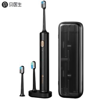 贝医生/DR·BEI  声波电动牙刷 充电式全身防水刷牙口腔护理震动细软刷毛洁牙护牙时尚洁牙器S03（黑金）