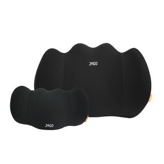 佳奥  黑骑士车内腰靠垫汽车睡枕记忆棉套装四季头颈枕 黑色