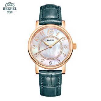 宾爵/BEGEEL  珍珠母贝面含金机械女表轻奢小众腕表  新品