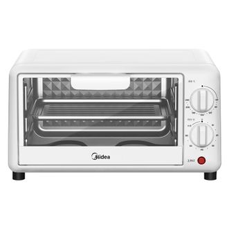 美的/Midea  迷你小烤箱 多功能家用  电烤箱蛋糕烘焙 60-230℃调温  白色PT10K1
