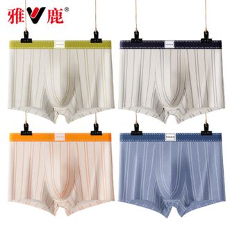 雅鹿  新款男士内裤纯棉四角裸睡大码青少年潮流平角短裤【7A级抗菌+新疆棉+颜色随机】