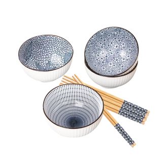 佰造BAIZAO  谷田陶瓷餐具八件套BZ-CJ008A 八件套（4.5英寸碗×4 筷子×4）