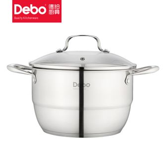 Debo  蒸锅蒸笼汤锅24cm不锈钢双层复底厚底明火电磁炉通用康拉德    DEP-530