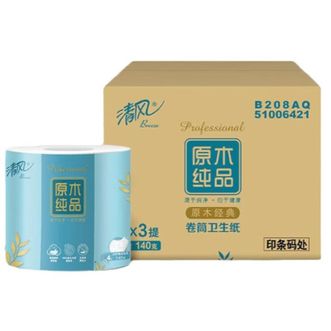 清风  卷纸原木纯品4层140克/卷*24卷筒卫生纸