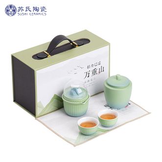 苏氏陶瓷/SUSHI CERAMICS  国潮茶具轻舟已过万重山一壶二杯茶叶罐茶巾功夫茶具伴手礼
