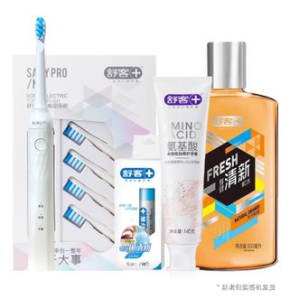 舒客+  沁爽系列口腔护理套装专业护龈牙膏牙刷漱口水口腔喷雾套装 ZHS-NT31