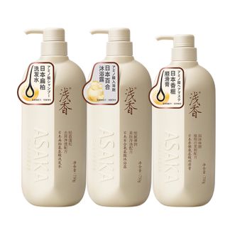 浅香  植物氨基酸洗沐家庭套装 750g（扁柏洗发水）+750g（百合沐浴露）+700g（香榧顺滑膏）（AX）
