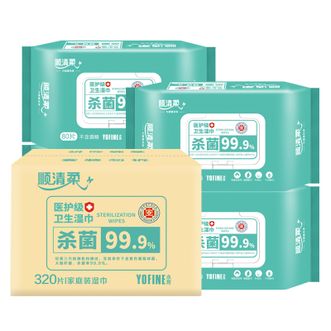 顺清柔卫生湿巾洁肤湿纸巾80片x4包