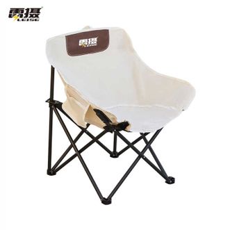 雷摄  月亮椅户外折叠露营椅 【典雅白】低背款U字布面 1把装