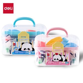 得力/deli  熊猫系列抗菌工具箱彩泥儿童益智玩具 2盒装 XM854*2