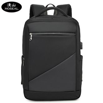 漫山/MOSEAL  潮流商务双肩包男包防泼水大容量15.6英寸电脑包USB充电背包 MS-8082-1A