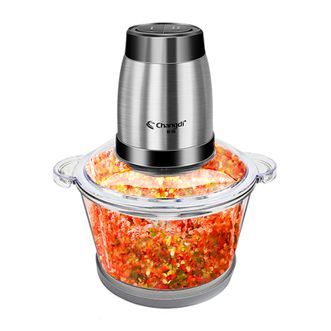 长帝  绞肉机家用多功能电动绞馅机饺子料理碎肉机辅食搅拌机搅肉打肉蒜蓉切菜304 玻璃 CJ-X6B 单刀 2L
