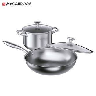 MACAIIROOS  锅具套装炒锅32cm+汤锅22cm 煎锅汤锅家用少油烟厨具煤气灶电磁炉