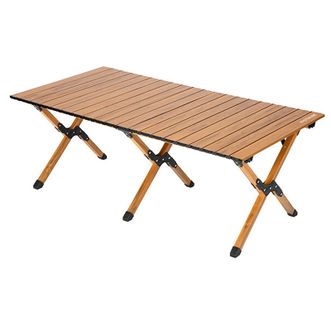 沃特曼  露营装备折叠蛋卷桌72671【轻奢木纹】铝合金单桌子丨大号