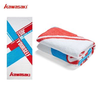 川崎/KAWASAKI  运动毛巾  KTW-983 红蓝色  40CM*100CM 吸汗羽毛球跑步健身速干汗巾