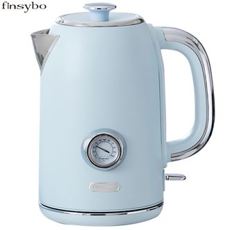 finsybo  1.7L复古电水壶电热水壶实时温显烧水壶 双层防烫暖水壶家用电器电开水壶F-CEK17B（朋克）天空蓝