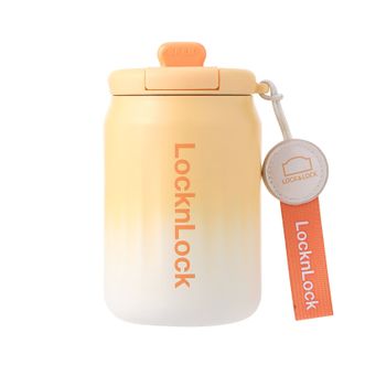 乐扣乐扣（LOCK&amp;LOCK）  保温保冷密封不漏翻盖直饮咖啡杯广口设计便携提手316不锈钢水杯 LHC6770FU渐橙 1个 350ml
