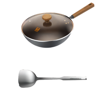 康巴赫（KBH）  32cm无涂层深氮炒锅+铲子LPB-C32S