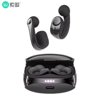 索爱（soaiy）  耳环蓝牙耳机无线开放不入耳耳夹式运动跑步音乐通话降噪 GK12玄墨黑