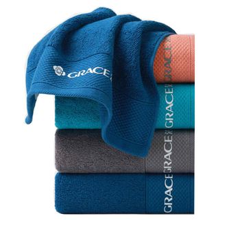 洁丽雅/Grace  两条组合袋装毛巾5A抑菌家用纯棉女士男士酒店商务面巾全棉擦脸巾情侣颜色随意组合发货 W3290
